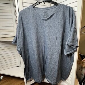 Fruit of the Loom Platinum Men's V-Neck T-Shirt Blue Heather 4XL‎ Short Sleeve